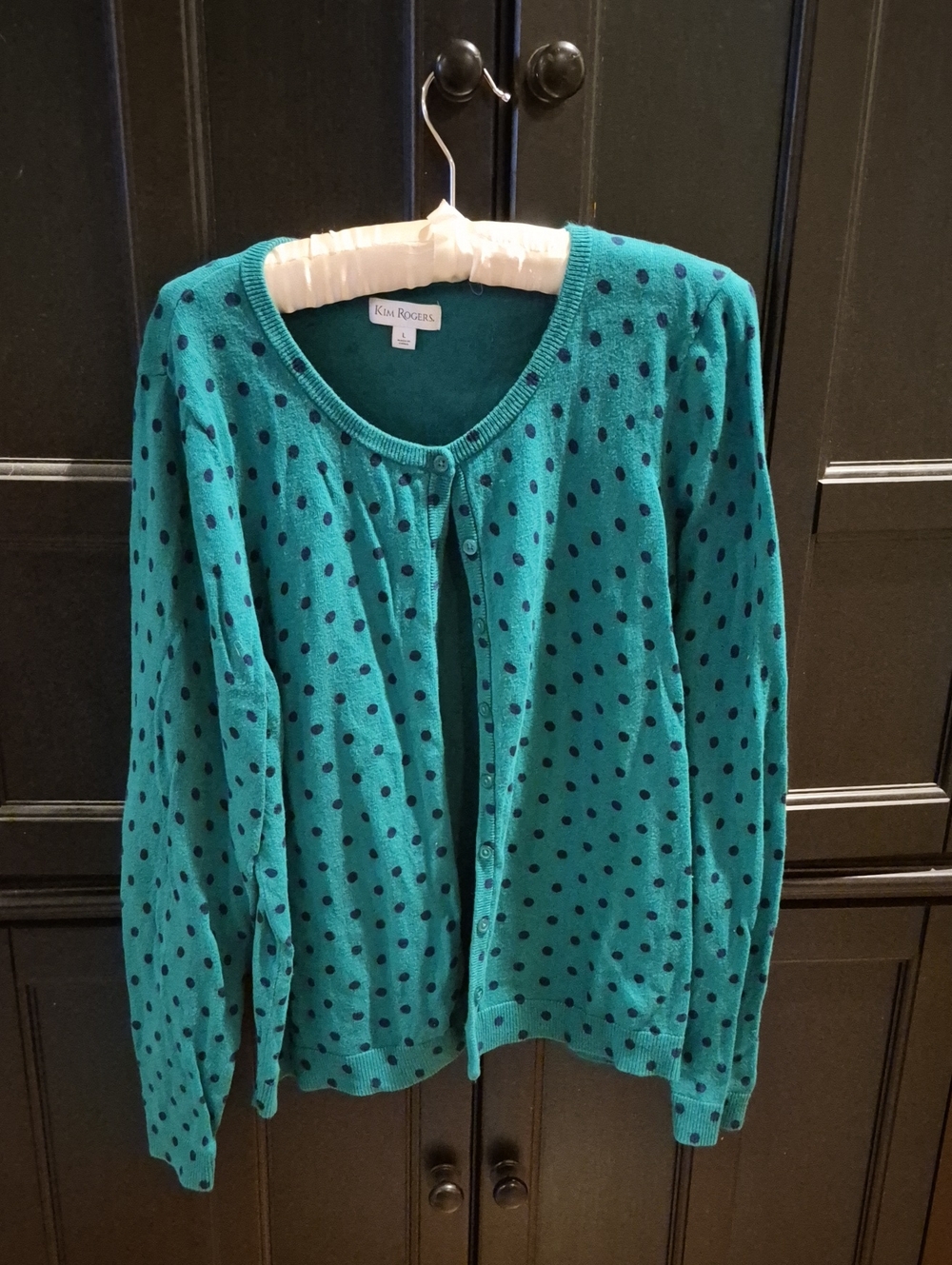 Kim Rogers  Polka Dot Button-Front Cardigan